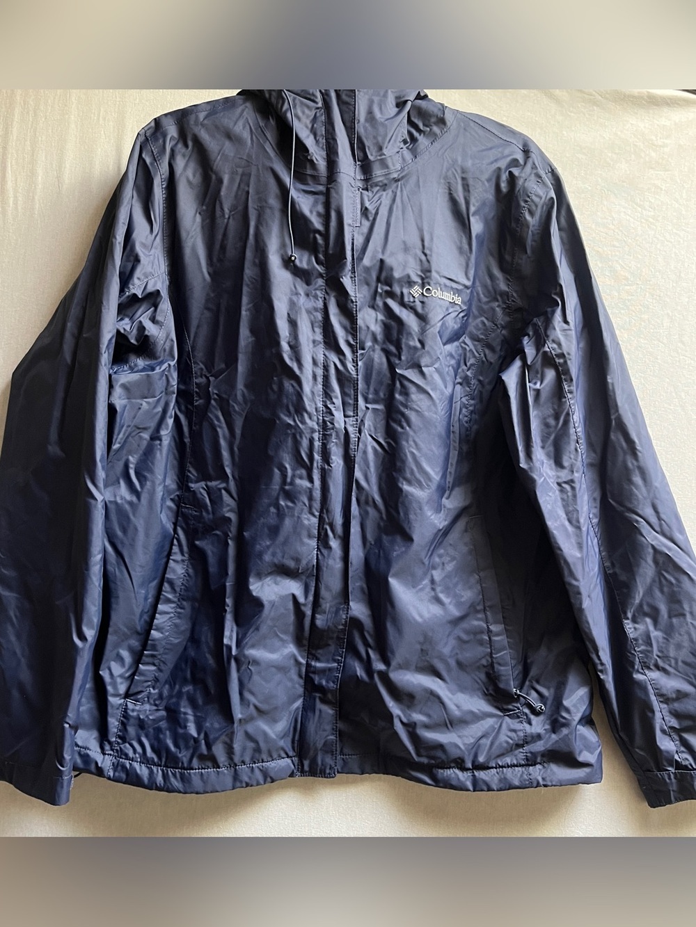 Columbia Omni Tech Nylon Hooded Rain Jacket Navy XL